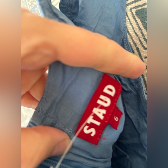 Staud mini Wells fit and flare dress in cornflower blue - Picture 4 of 5